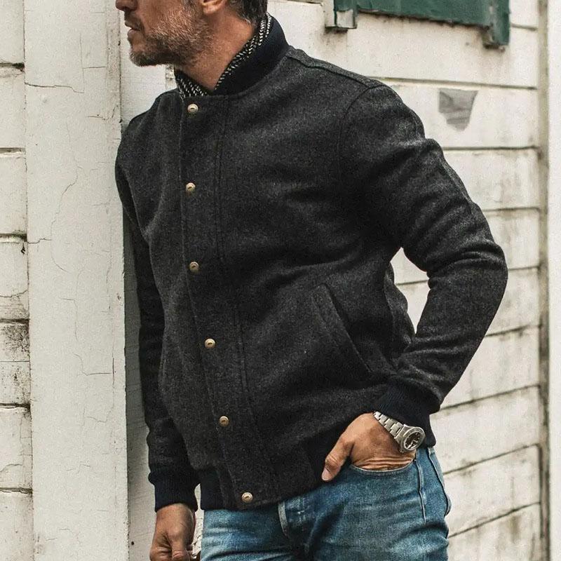 Mens Stand Collar Casual Single Breasted Jacket 27899101M