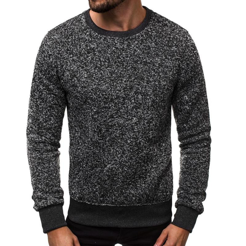 Mens Round Neck Pure Color Slim Fit Pullover Sports Sweatshirt 88534752X