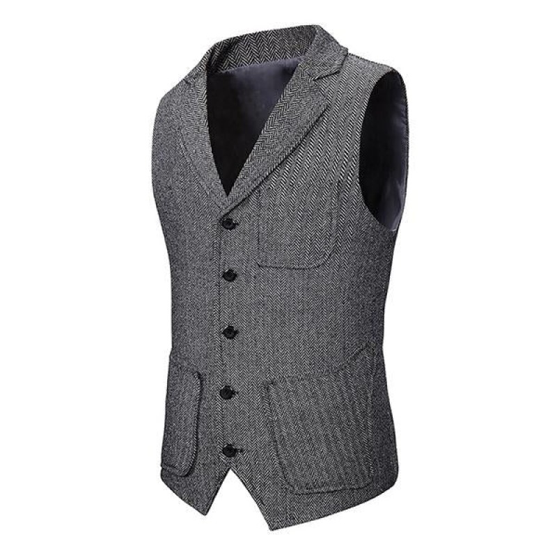 Mens Single Breasted Lapel Vest 81267203M