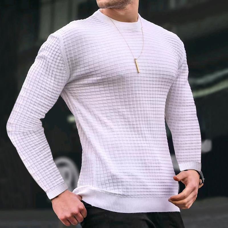 Mens Casual Round Neck Slim Long Sleeve Pullover Knitwear 99012097M