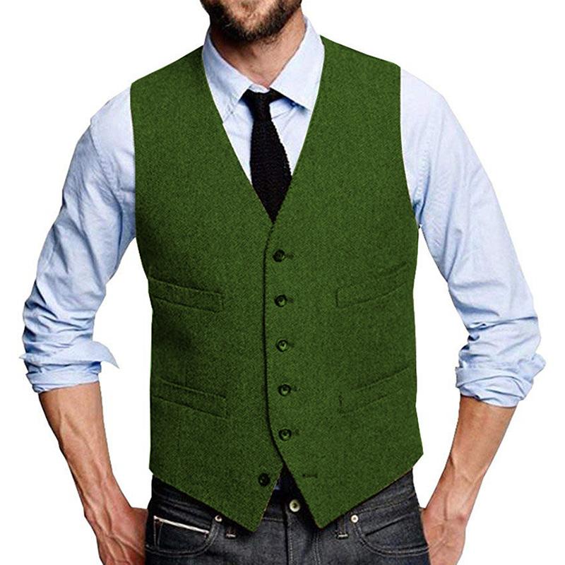 Mens Vintage Herringbone Single Breasted Suit Vest 99735900M