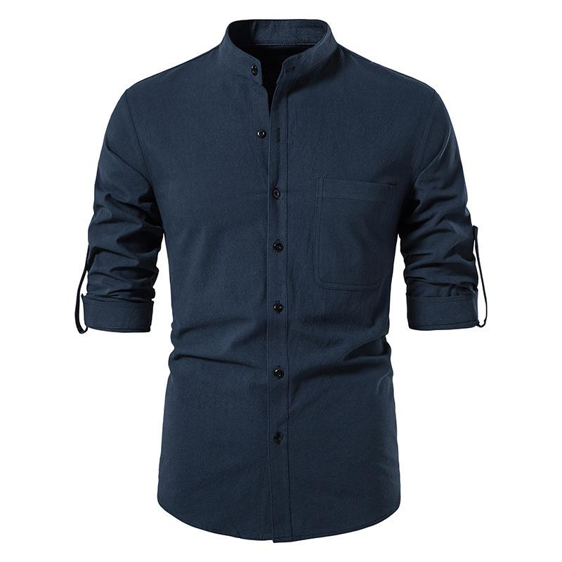 Mens Long Sleeve Linen Button Shirt 93656158X