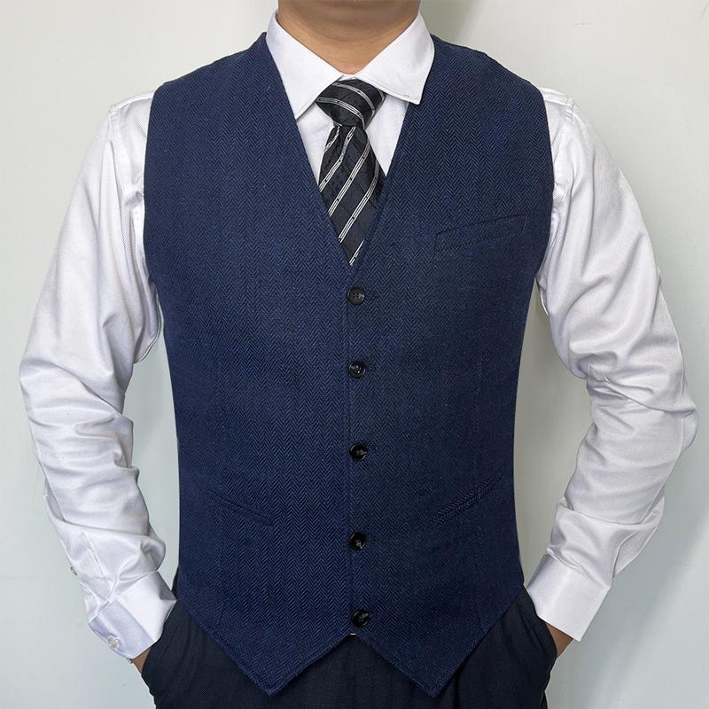 Mens Herringbone Pattern V-neck Suit Groom and Best Man Vest 26434573X