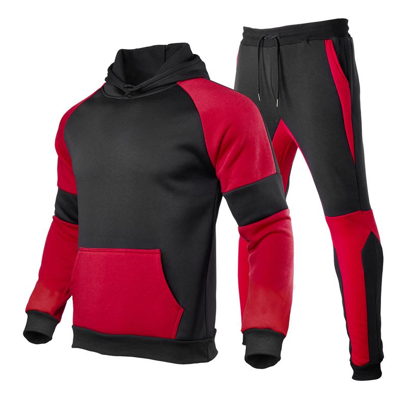 Mens Patchwork Hoodie and Hoodie Set 62068546X