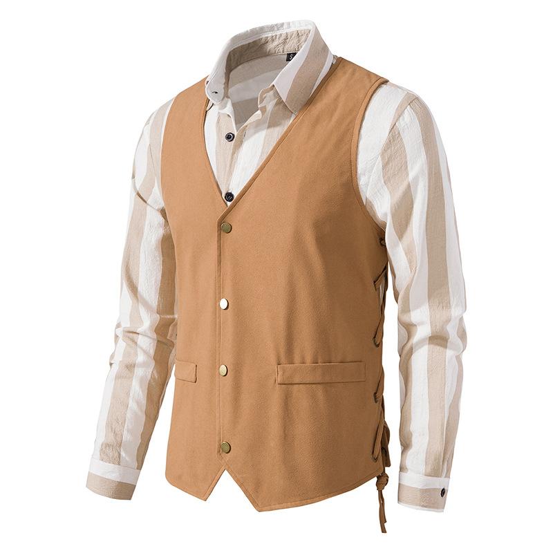 Mens Vintage Single Breasted V-Neck Vest 90585005X