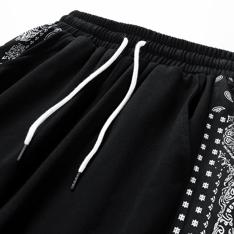 Mens Casual Loose Stitching Contrast Color Elastic Waist Shorts 39960695M