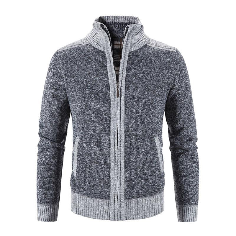 Mens Casual Fleece Thickened Contrast Knitted Cardigan 01661113M