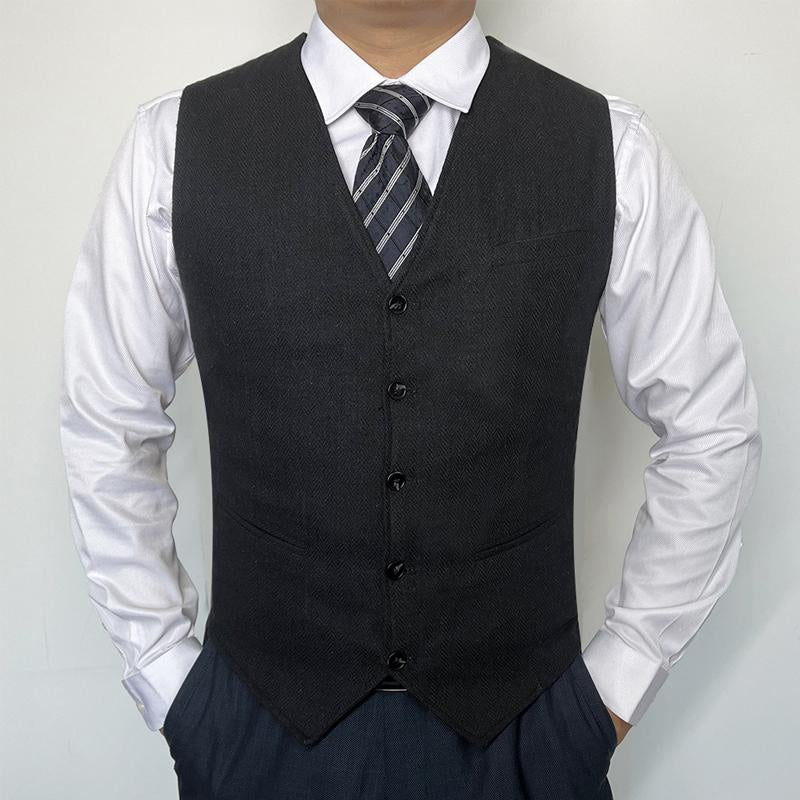 Mens Herringbone Pattern V-neck Suit Groom and Best Man Vest 26434573X