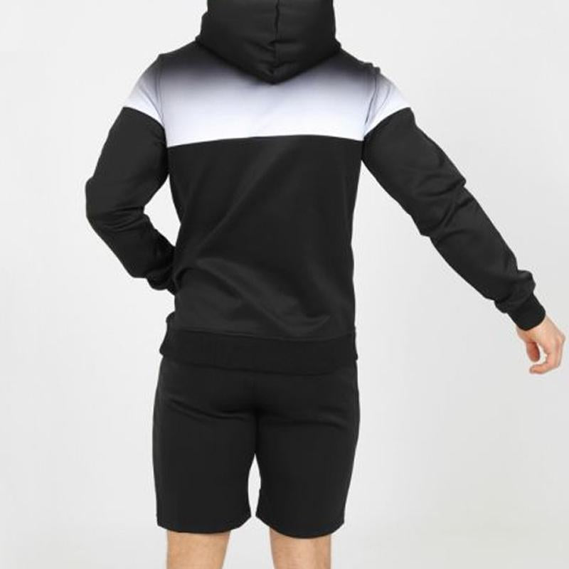 Mens Sports Hooded Gradient Long Sleeve Shorts Set 60210483Y
