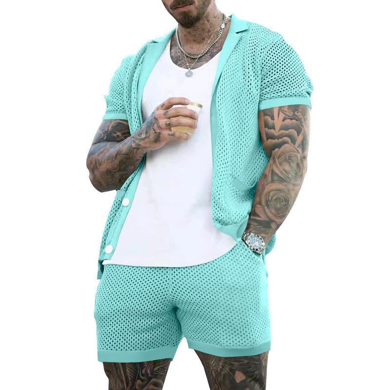 Mens Casual Solid Color Hollow Set 14406825Y