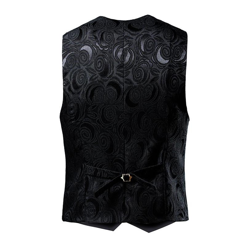 Mens V Neck Rose Jacquard Groomsmen Suit Vest 80705226Y