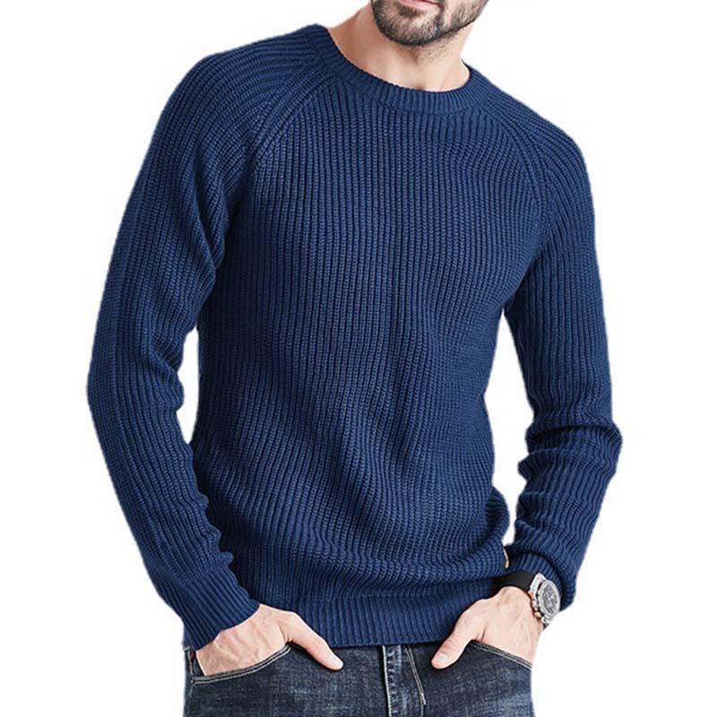 Mens Casual Round Neck Long Sleeve Knitted Pullover Sweater 32927096M