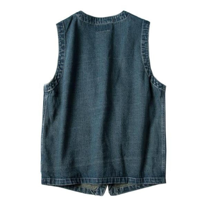 Mens Vintage Washed Workwear Denim Vest 16361691M