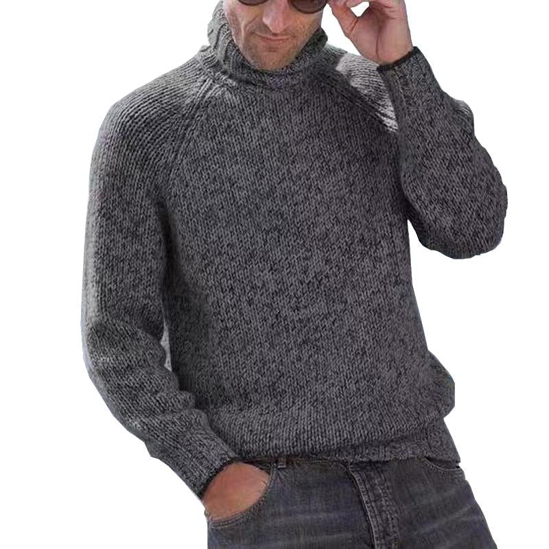 Mens Turtleneck Pullover Solid Color Sweater 10272892X
