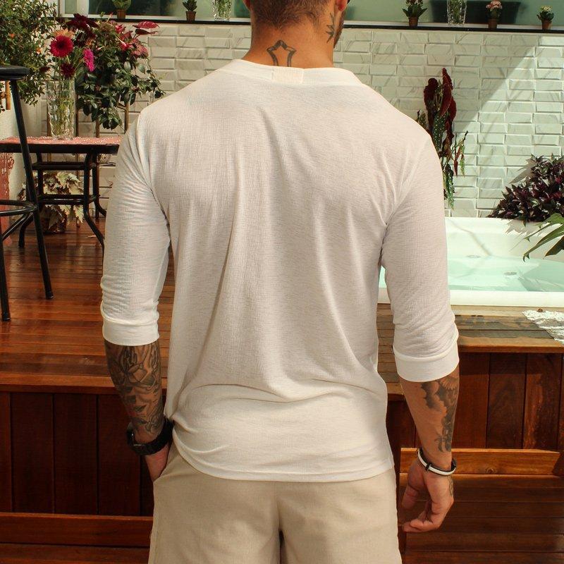 Mens Casual Loose V Neck Tie Half Sleeve T-Shirt 43776677M