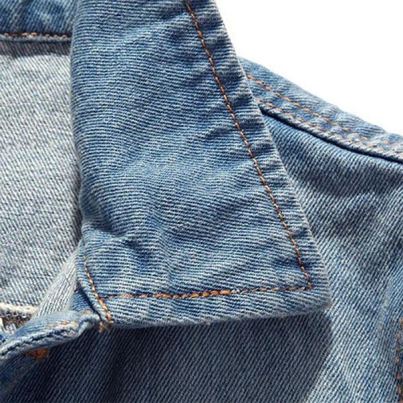 Mens Casual Distressed Frayed Denim Vest 14987136M