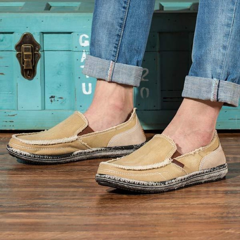 MENS WASHED DENIM CANVAS SLIP-ON SHOES 59975887