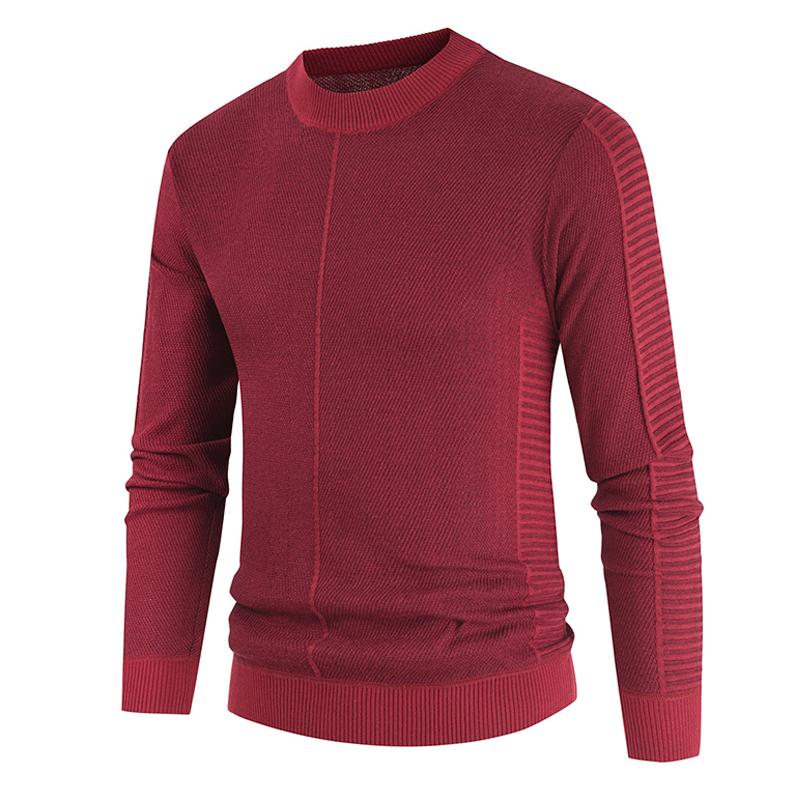 Mens Casual Solid Color Round Neck Long Sleeve Knitwear 33931978Y