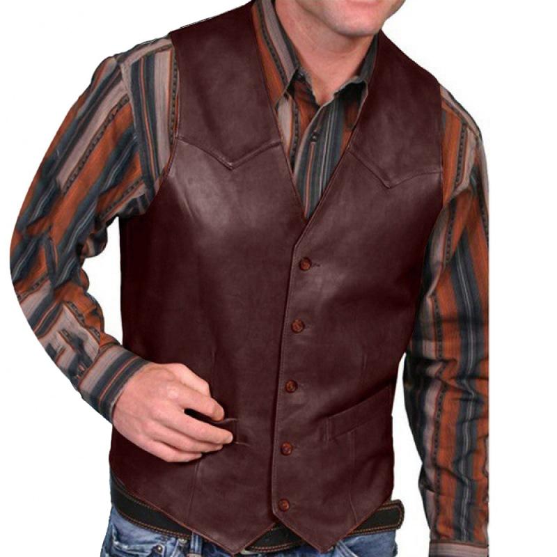 Mens Western Vintage Leather Vest 41857007Y
