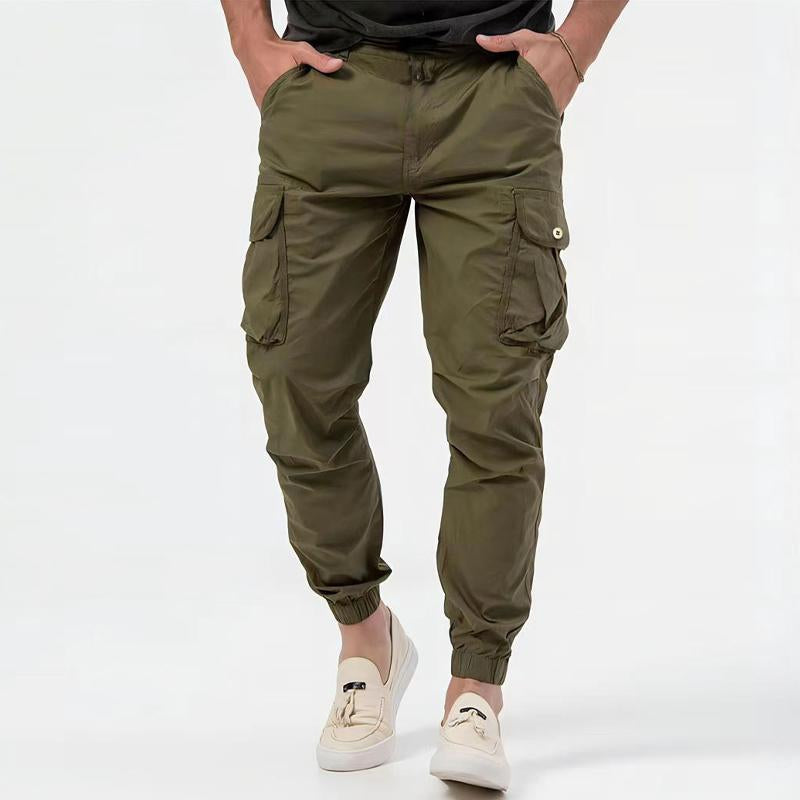 Mens Solid Color Three-Dimensional Pocket Cargo Pants 10815009Y