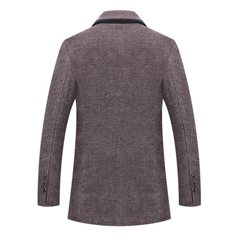 Mens Lapel Padded Scarf Woolen Coat 28461535M