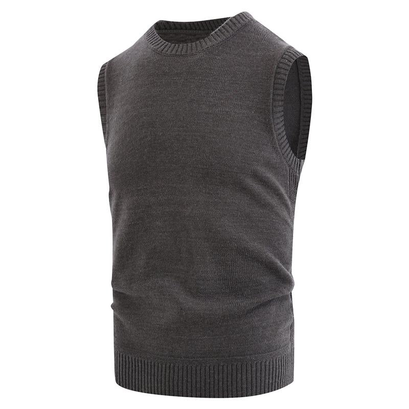 Mens Casual Solid Color Sleeveless Knitted Vest 90185489Y