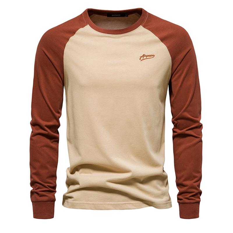 Mens Long Sleeve Stitching Casual T-Shirt 12210693X