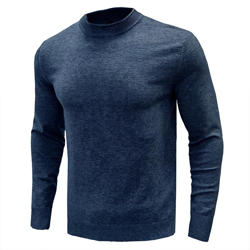 Mens Solid Round Neck Casual Sweater 27207117Z