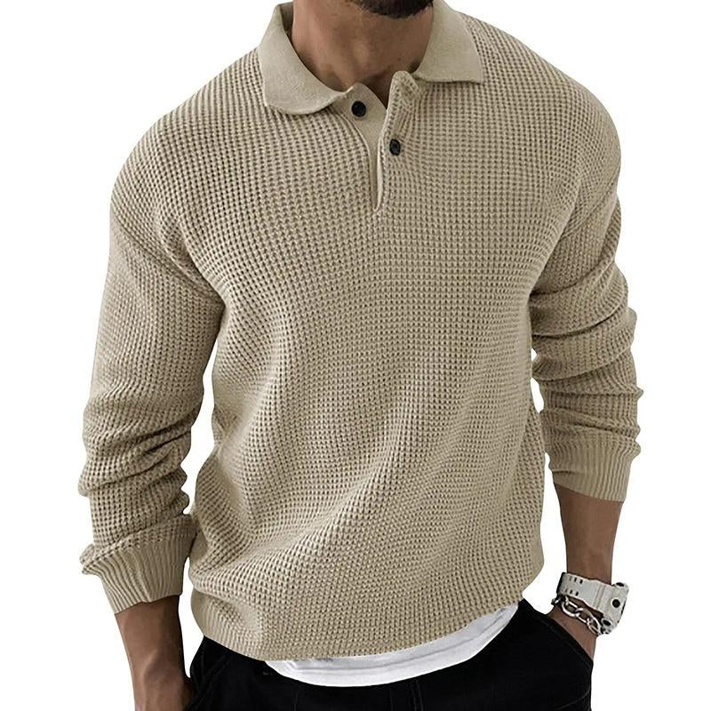 Mens Lapel Knit Button Pullover Sweater 68765777X