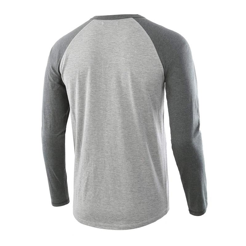 Mens Casual Colorblock Loose Henley T-Shirt 42204991M
