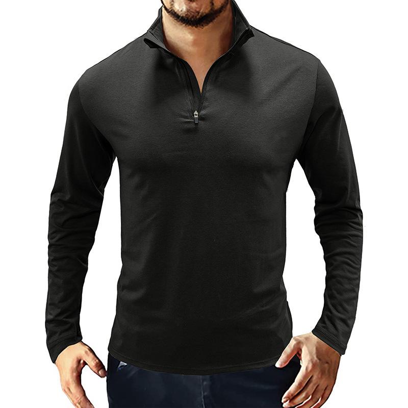 Mens Casual Stand Collar Zipper T Shirt 99017892M