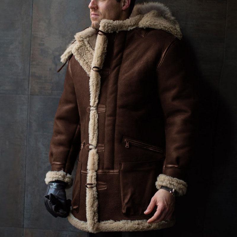 Mens Vintage Thickened Fur Leather Coat 69436272M