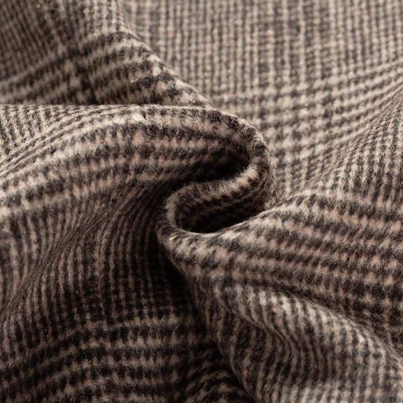 Mens Vintage Check Lapel Slim Long Coat 86761608M
