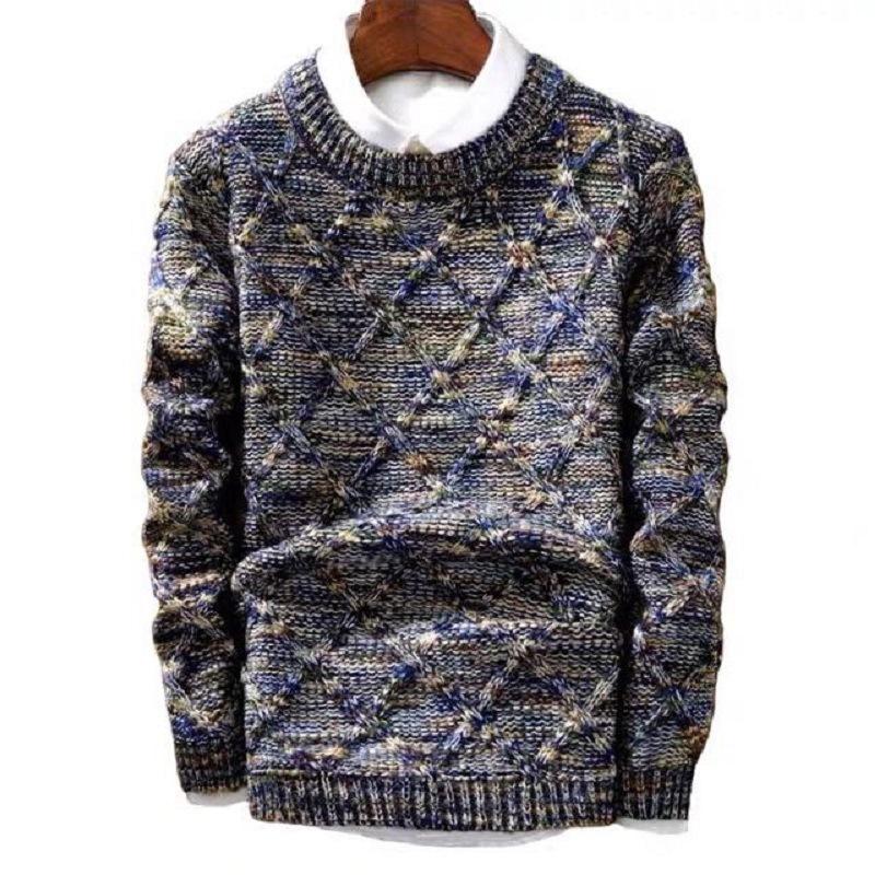 Mens Round Neck Coloring Knit Sweater 97661397Z