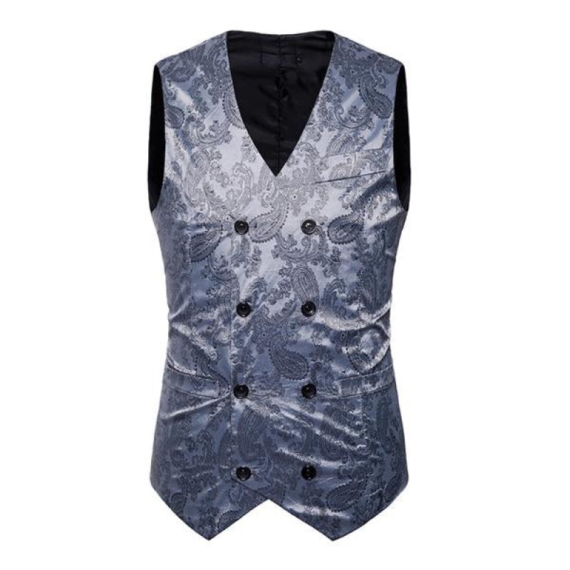 Mens Formal Cashew Flower Print Vest 71042054X