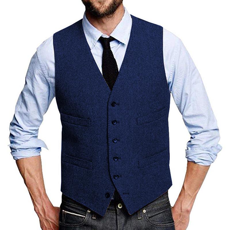 Mens Vintage Herringbone Single Breasted Suit Vest 99735900M