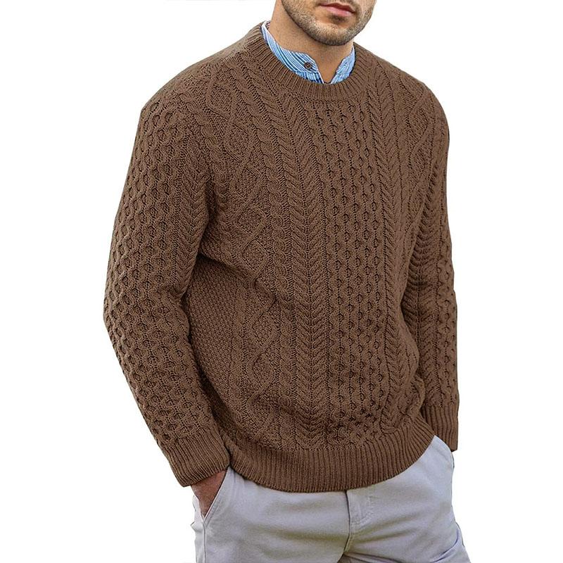 Mens Casual Round Neck Pullover Cable Knit Sweater 46216161M