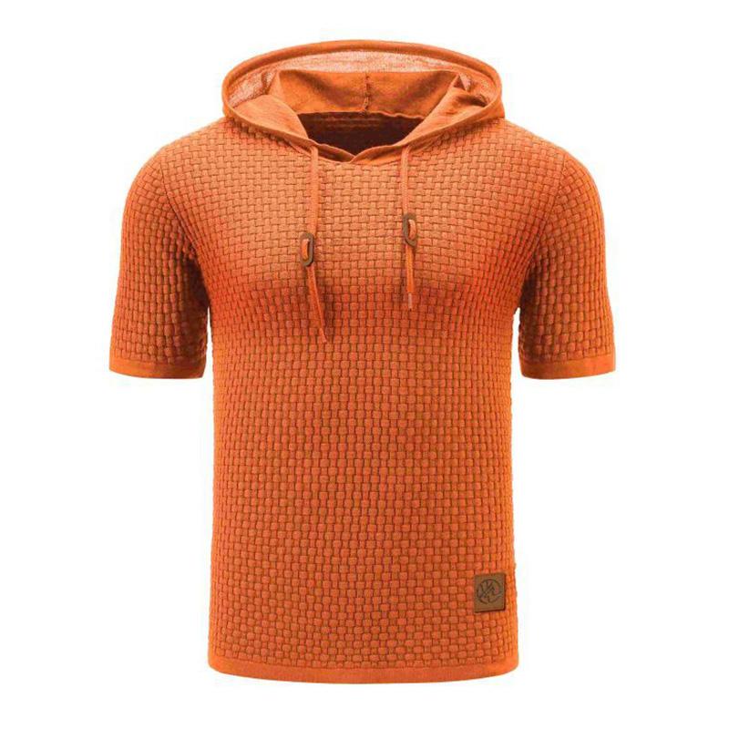 Mens Casual Hooded Knit Short Sleeve T-Shirt 79682427M