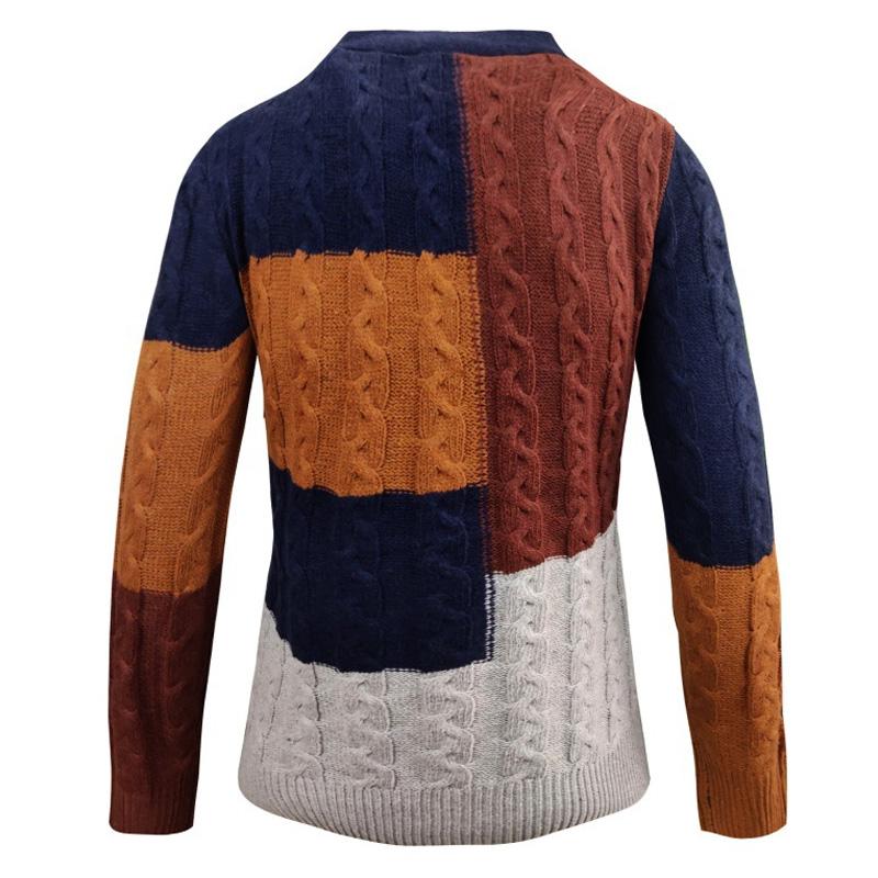 Mens Jacquard Colorblock Knit Sweater Cardigan 42489356X