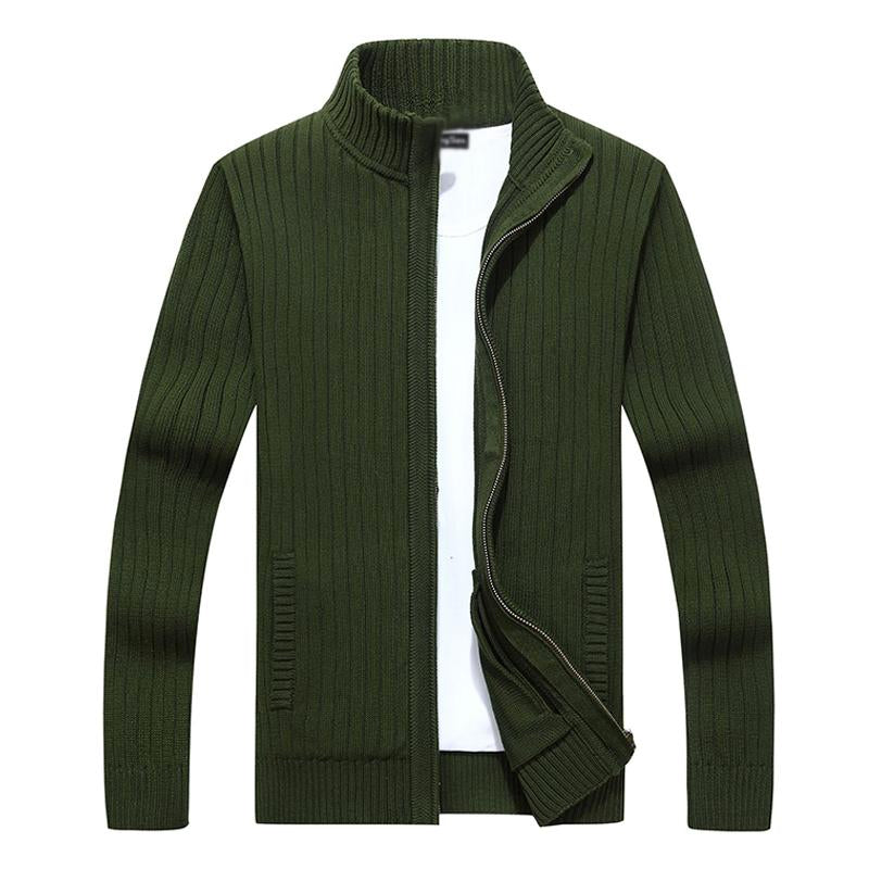 Mens Casual Stand Collar ZIpper Cotton Knit Jacket 46389690M