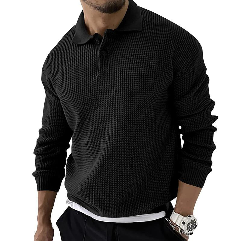 Mens Lapel Knit Button Pullover Sweater 68765777X