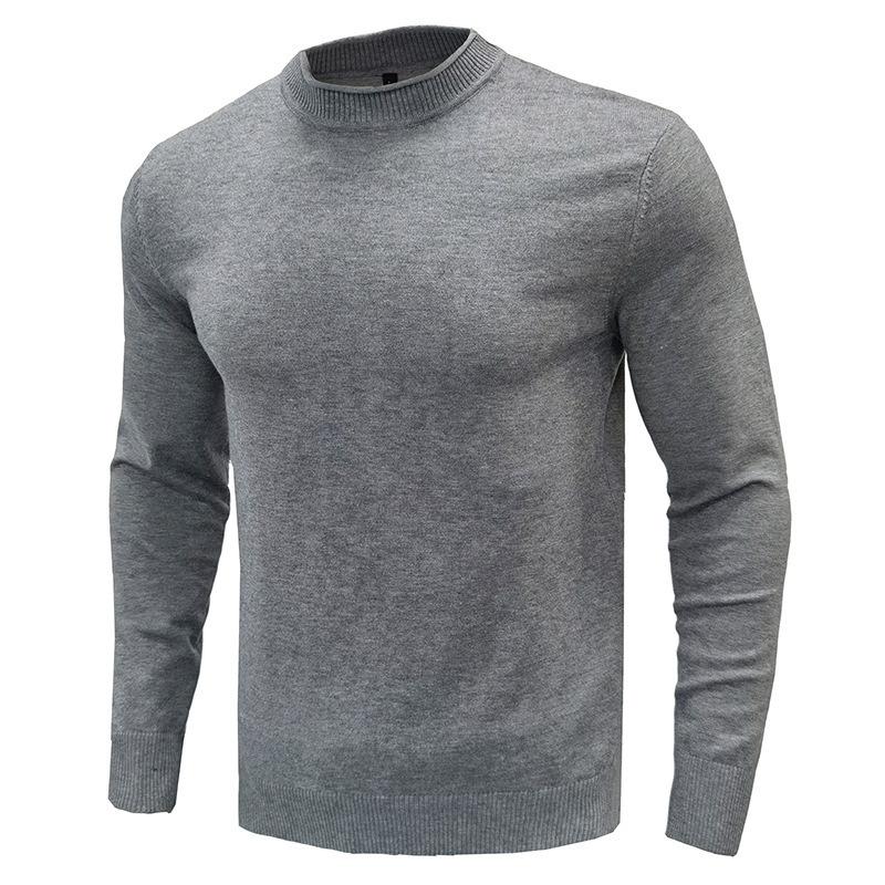 Mens Solid Round Neck Casual Sweater 27207117Z