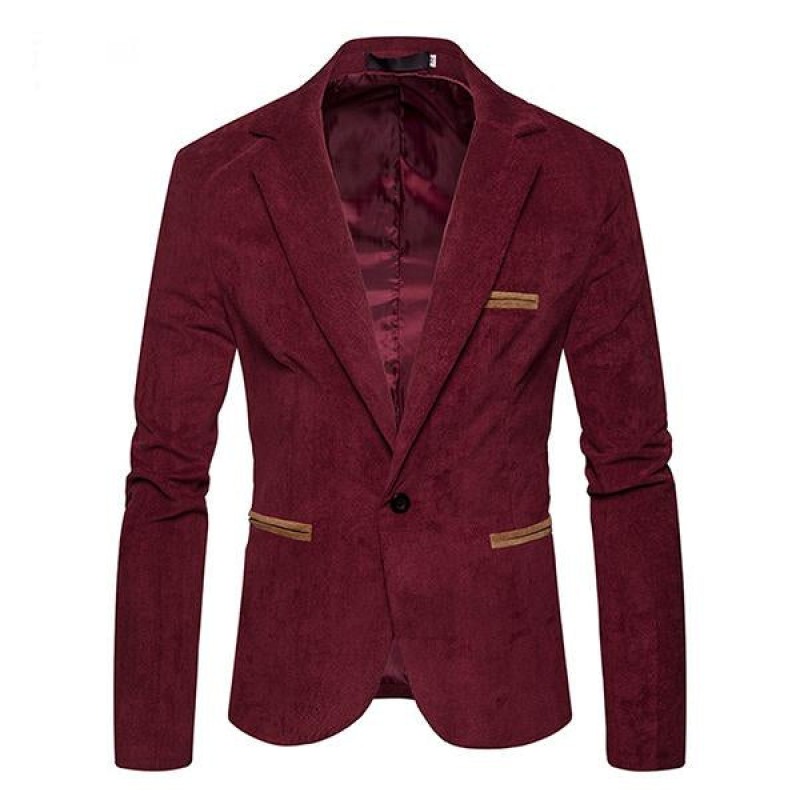 Mens Casual Contrast Lapel Corduroy Blazer 42501410M