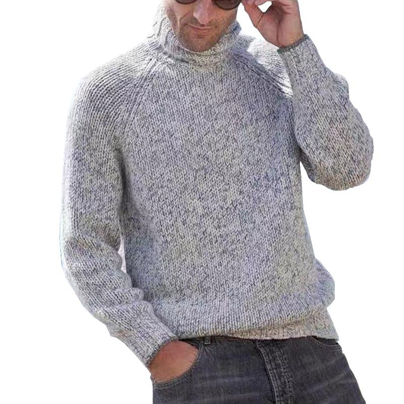 Mens Turtleneck Pullover Solid Color Sweater 10272892X