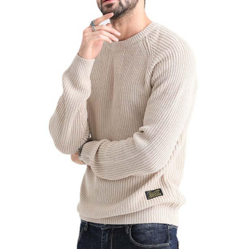 Mens Casual Round Neck Long Sleeve Knitted Pullover Sweater 32927096M