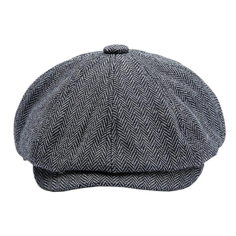 Mens British Vintage Herringbone Octagon Beret 27874947M