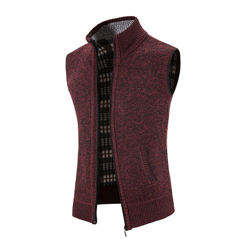 Mens Casual Stand Collar Zipper Knitted Vest 07947834M