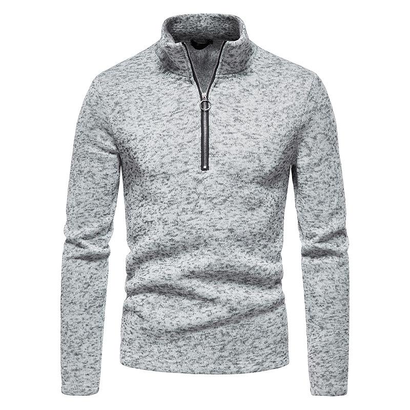 Mens Casual Solid Color Turtleneck Knitted Sweatshirt 54641407M