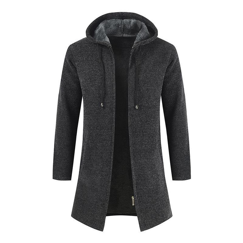 Mens Mid-length Hooded Knitted Cardigan Jacket 91084677X