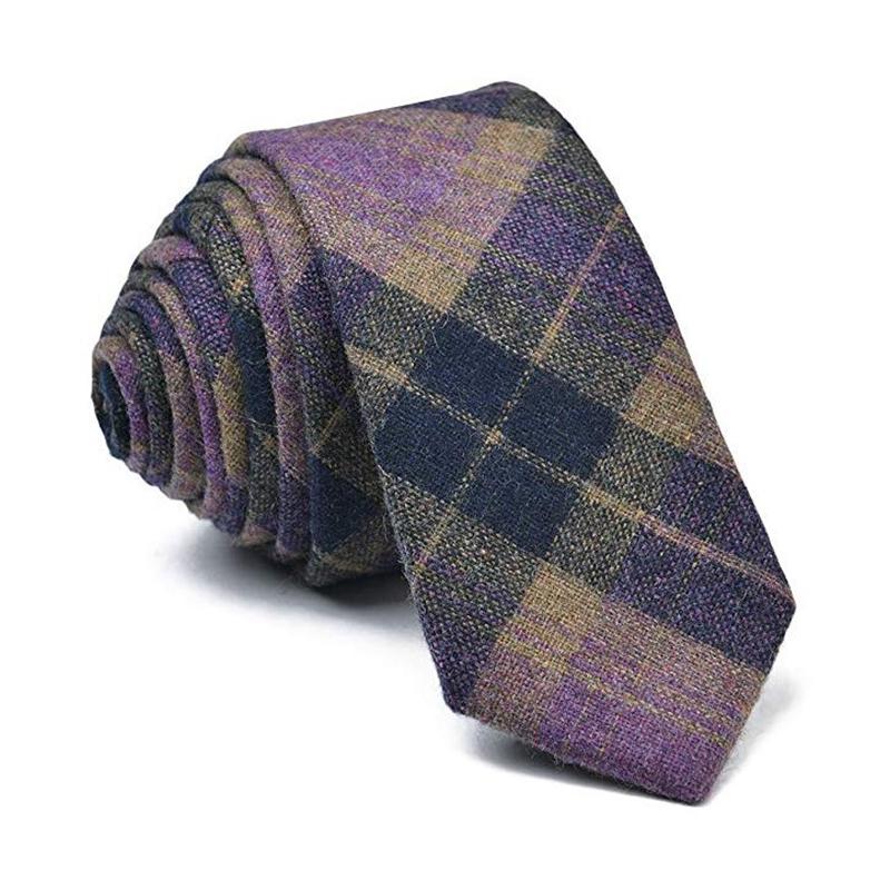Mens Vintage Wool Blend Narrow Plaid Print Tie 65565127M